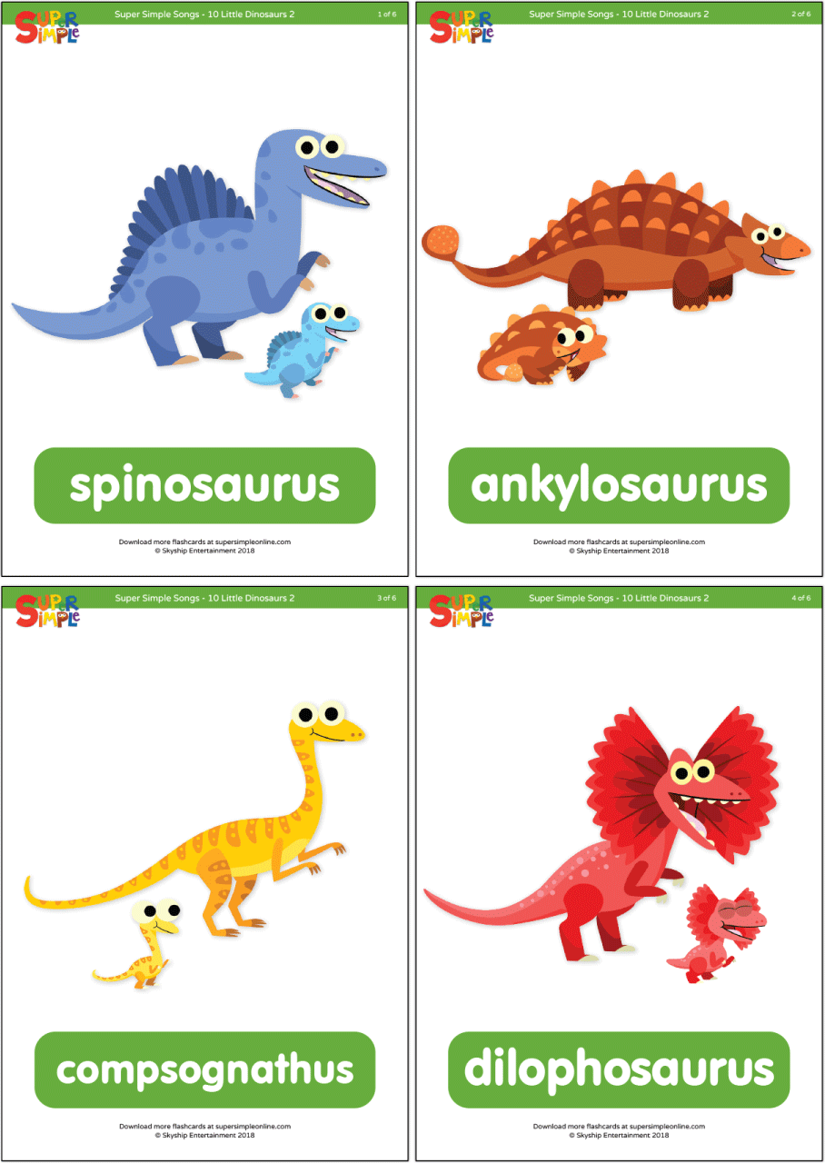 10 Little Dinosaurs 2 Flashcards Super Simple