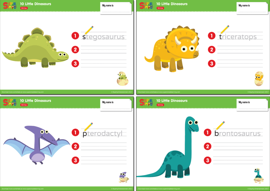 10 Little Dinosaurs Worksheets Write Super Simple