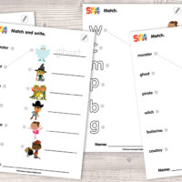 Knock Knock, Trick Or Treat? - Matching Worksheets