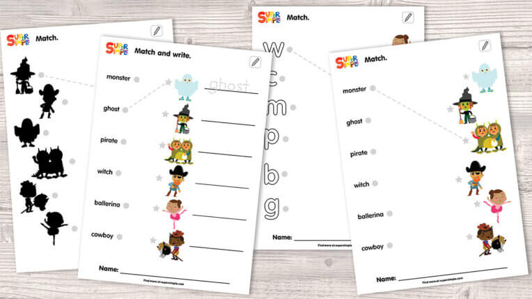 Knock Knock, Trick Or Treat? - Matching Worksheets