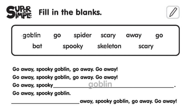 Go Away, Spooky Goblin! - Fill In The Blanks Worksheet