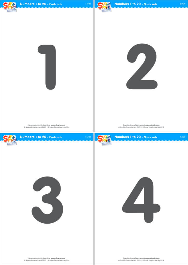 Simple Numbers 1-20 Flashcards - Super Simple