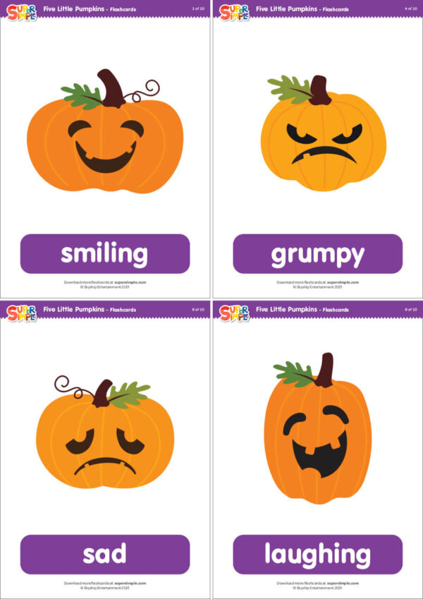 Five Little Pumpkins Flashcards - Super Simple