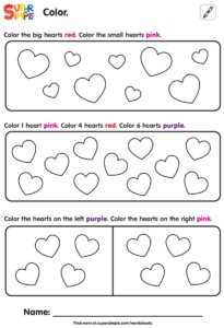 Color the Hearts Worksheet