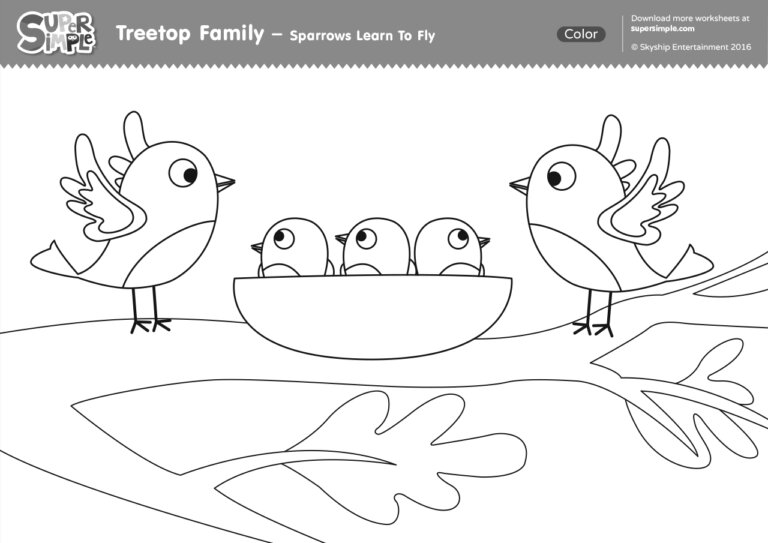 Treetop Family Coloring Pages Sparrows Learn To Fly Super Simple