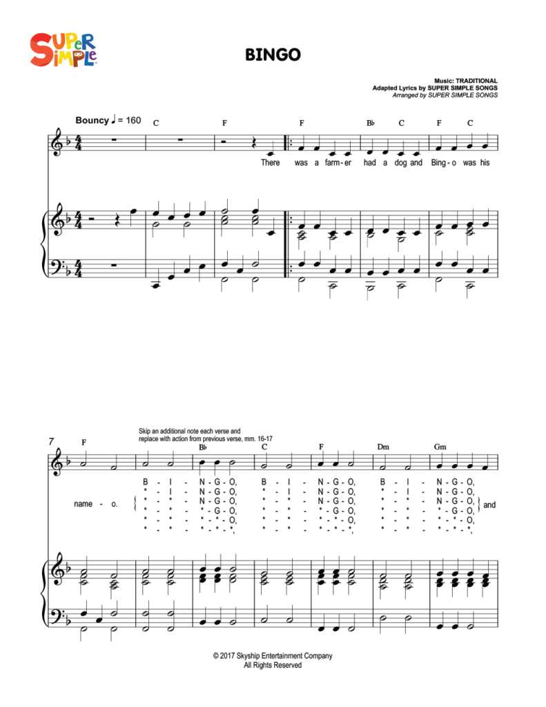 BINGO Sheet Music