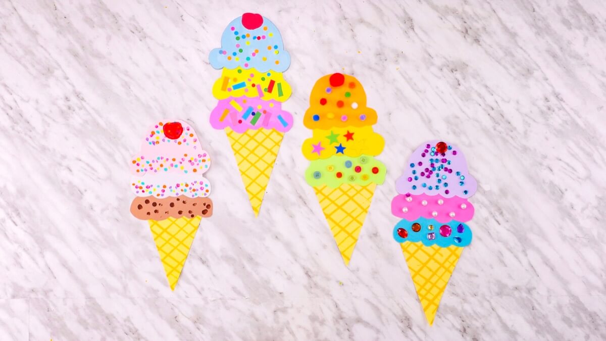 Ice Cream Cone Small Assorted Color Creative Foam Cut-Outs