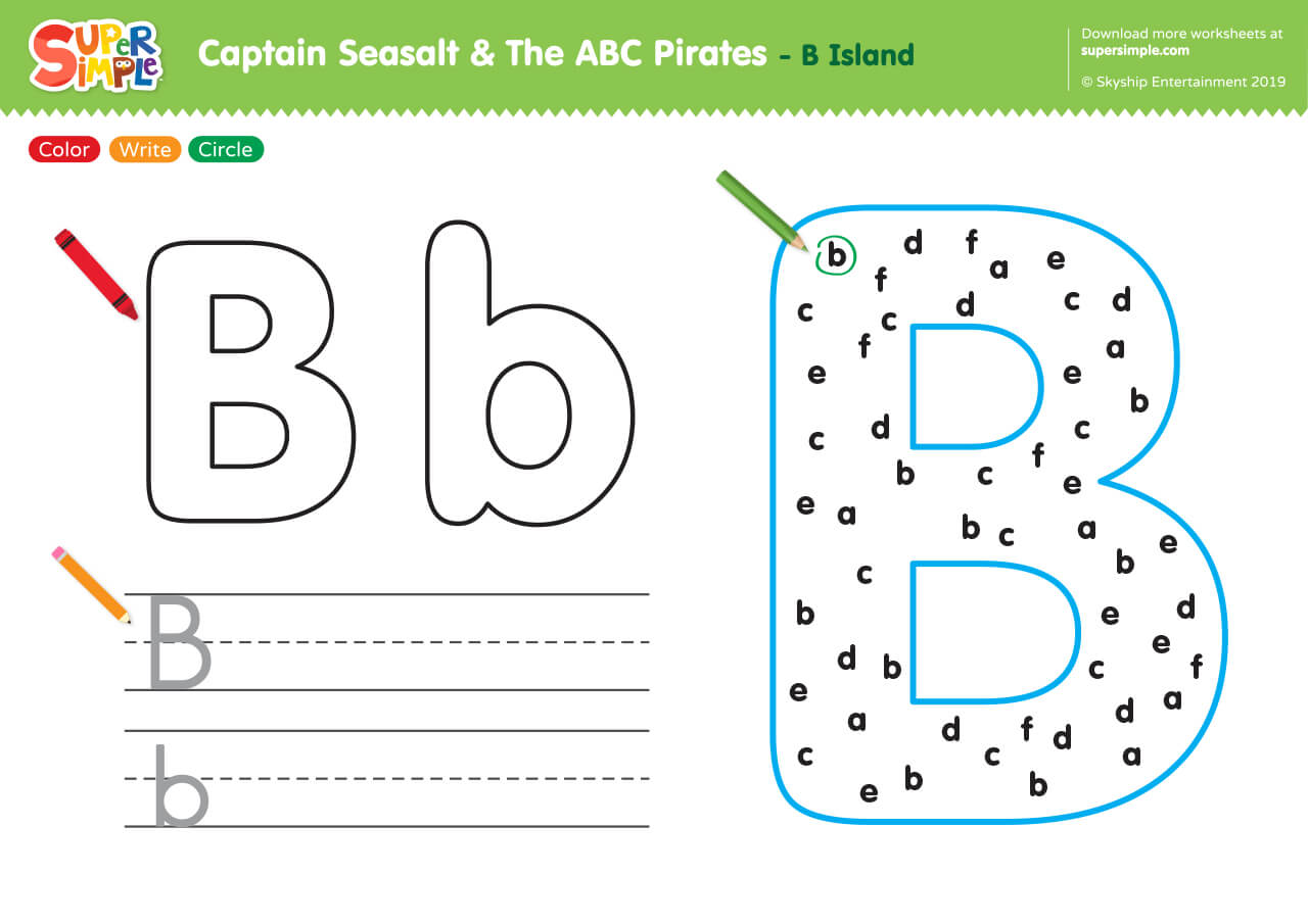 Captain Seasalt And The ABC Pirates P - Color, Circle, Write