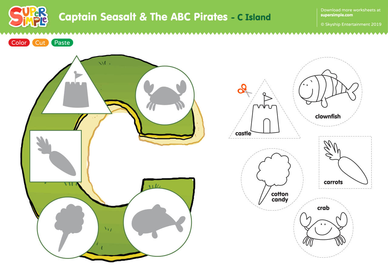 Captain Seasalt And The ABC Pirates "C" - Color, Cut, Paste - Super Simple