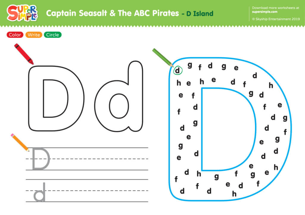 Captain Seasalt And The ABC Pirates "D" - Color, Write, Circle