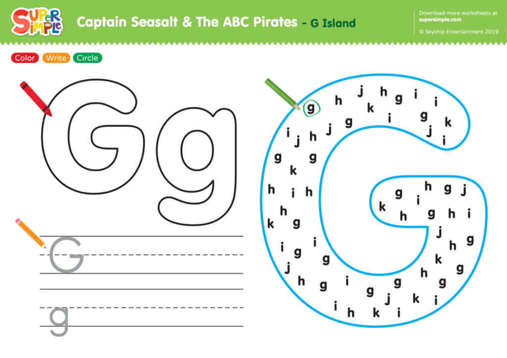 Captain Seasalt And The ABC Pirates "G" - Color, Write, Circle