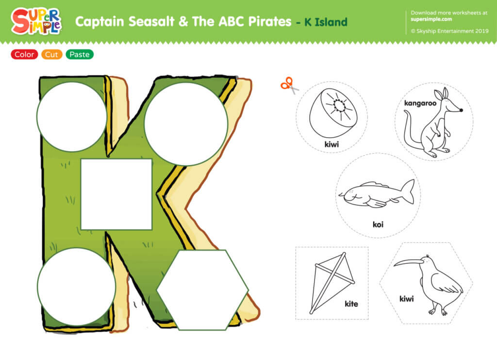 Captain Seasalt And The ABC Pirates "K" - Color, Cut, Paste