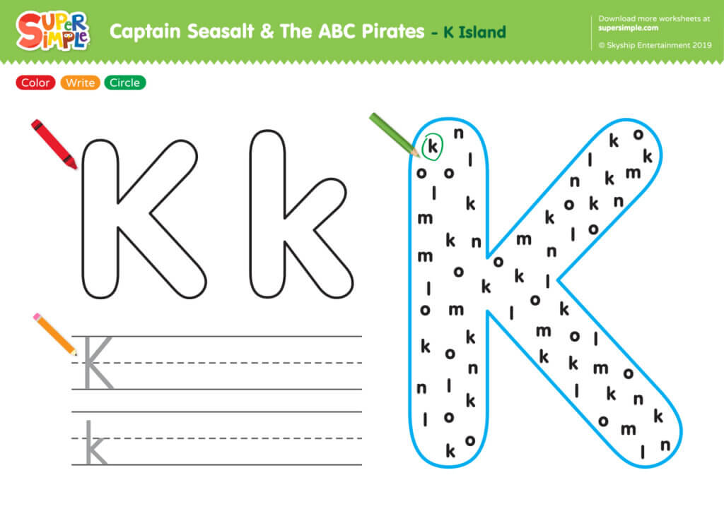 Captain Seasalt And The ABC Pirates "K" - Color, Write, Circle