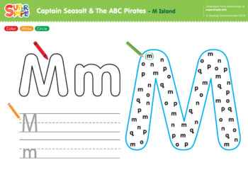 Captain Seasalt And The ABC Pirates "M" - Color, Write, Circle
