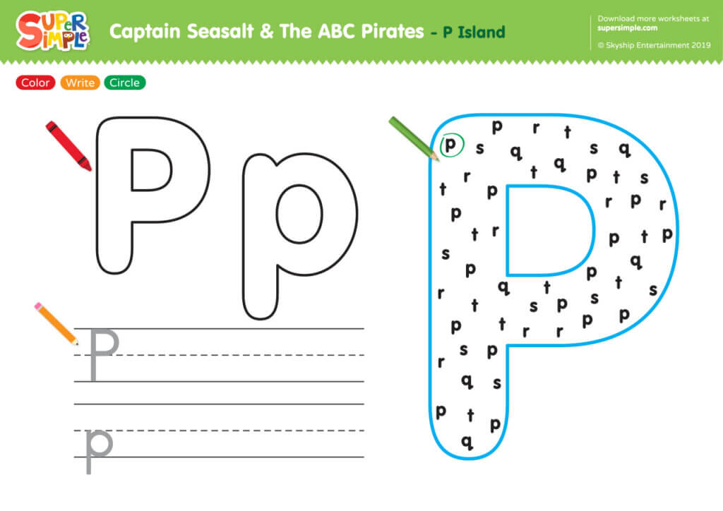 Captain Seasalt And The ABC Pirates "P" - Color, Write, Circle