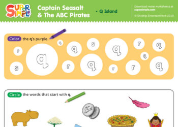 Captain Seasalt And The ABC Pirates "Q" - Color, Circle, Write, Trace