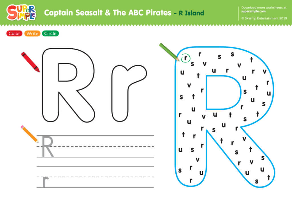 Captain Seasalt And The ABC Pirates "R" - Color, Write, Circle