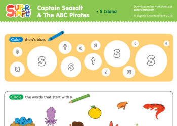 Captain Seasalt And The ABC Pirates "S" - Color, Circle, Write, Trace
