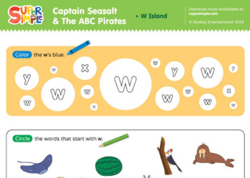 Captain Seasalt And The ABC Pirates "W" - Color, Circle, Write, Trace
