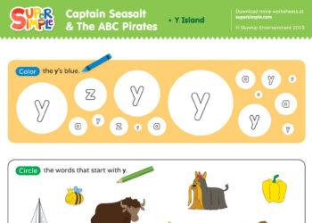 Captain Seasalt And The ABC Pirates "Y" - Color, Circle, Write, Trace