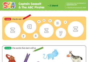Captain Seasalt And The ABC Pirates "Z" - Color, Circle, Write, Trace
