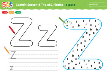 Captain Seasalt And The ABC Pirates "Z" - Color, Write, Circle
