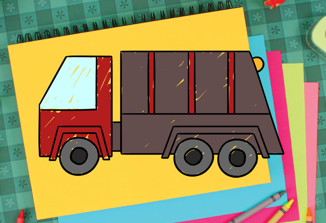 How To Draw A Garbage Truck Super Simple