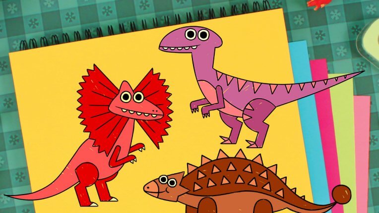 How To Draw A Dilophosaurus, Ankylosaurus, and Velociraptor