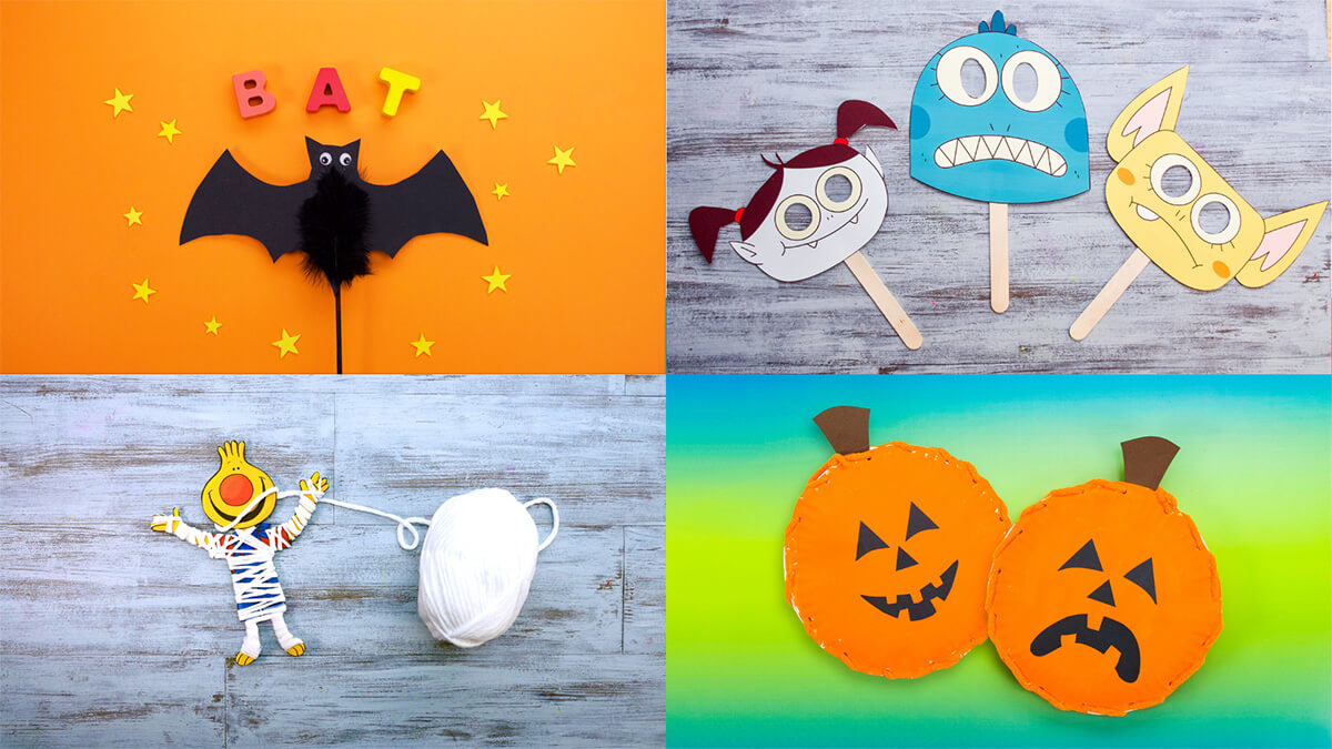 Pumpkin mask Halloween kid craft - Printable costume - Happy Paper Time