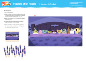 Popsicle Stick Puzzle - 10 Monsters In The Bed