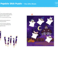 Popsicle Stick Puzzle - Five Little Ghosts