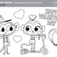 Mr. Monkey Valentine's Day Coloring Page