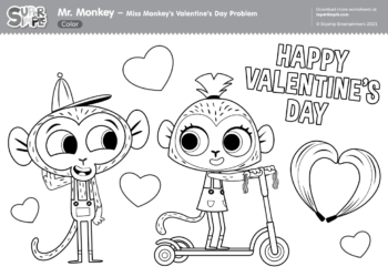 Mr. Monkey Valentine's Day Coloring Page