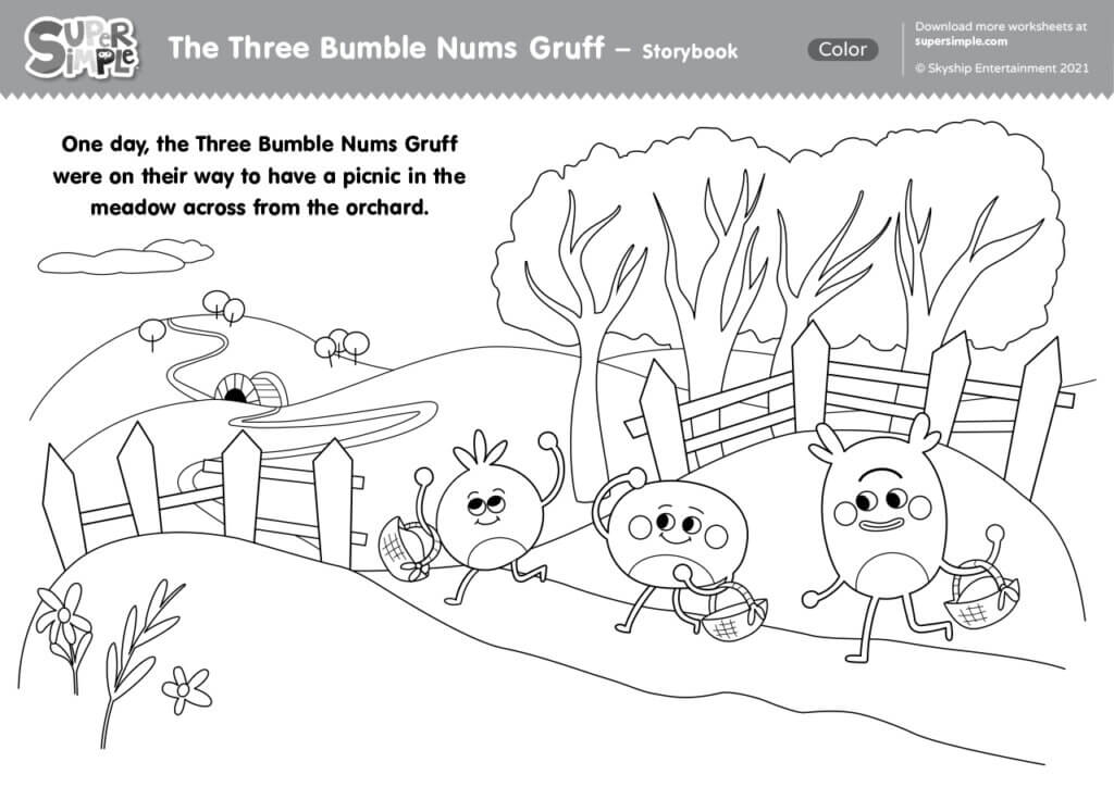 The Three Bumble Nums Gruff Coloring Pages