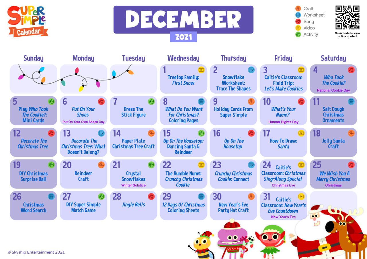 Super Simple Calendar - December 2021