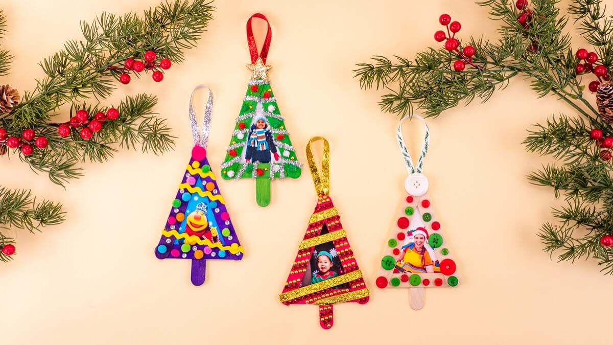 Significado Cubo radiador Popsicle Stick Christmas Tree Ornaments - Super Simple