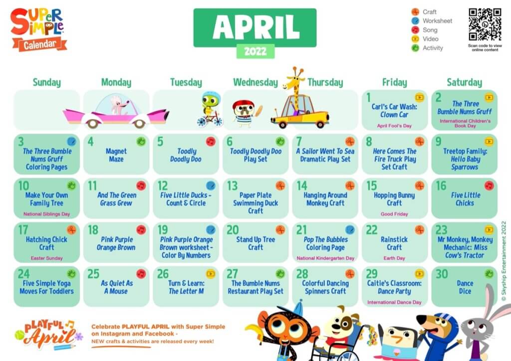 Super Simple Calendar - April 2022
