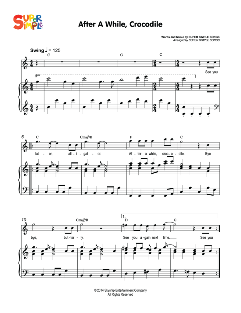 After A While, Crocodile Sheet Music