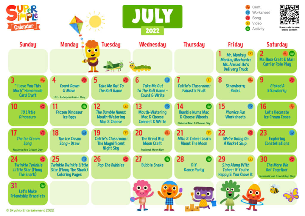 Super Simple Calendar - July 2022
