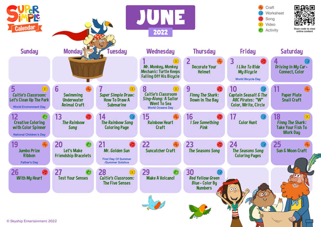 Super Simple Calendar - June 2022