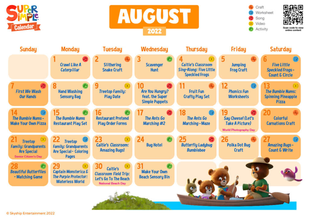 Super Simple Calendar - August 2022