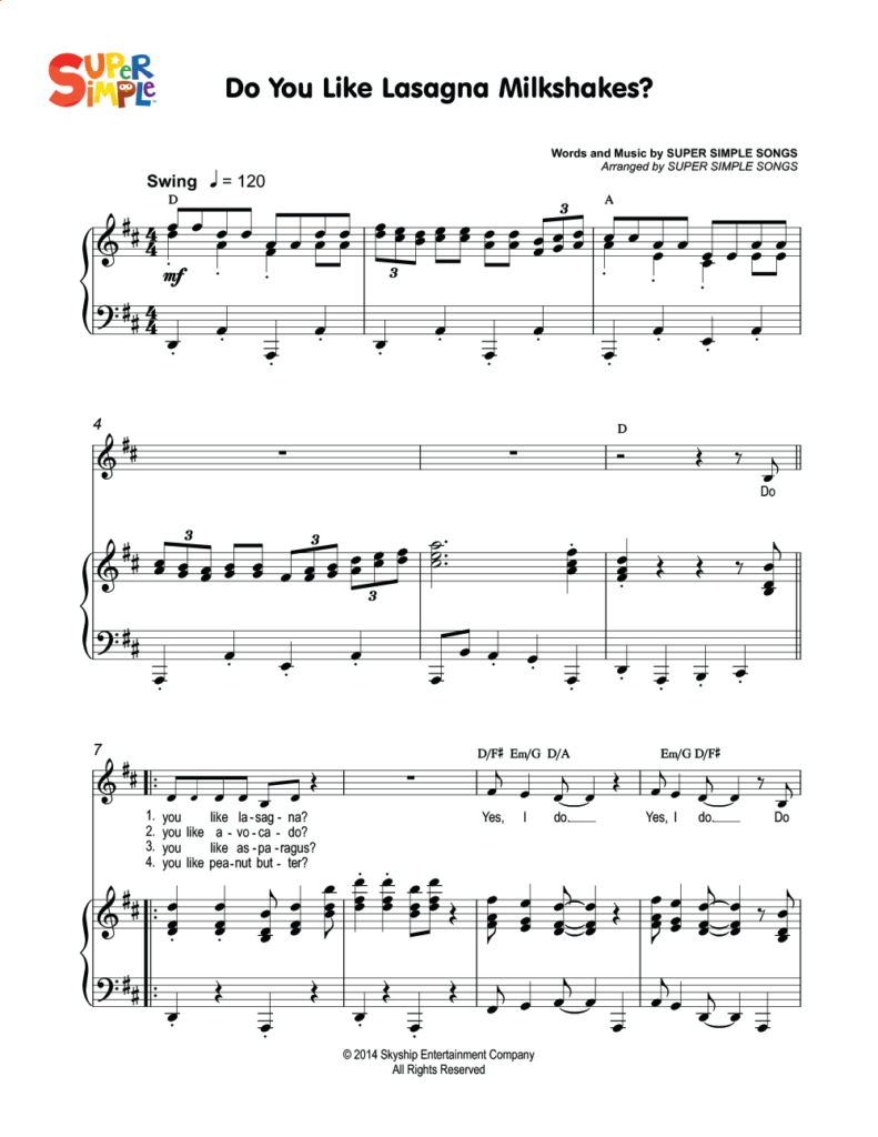 Do You Like Lasagna Milkshakes? Sheet Music