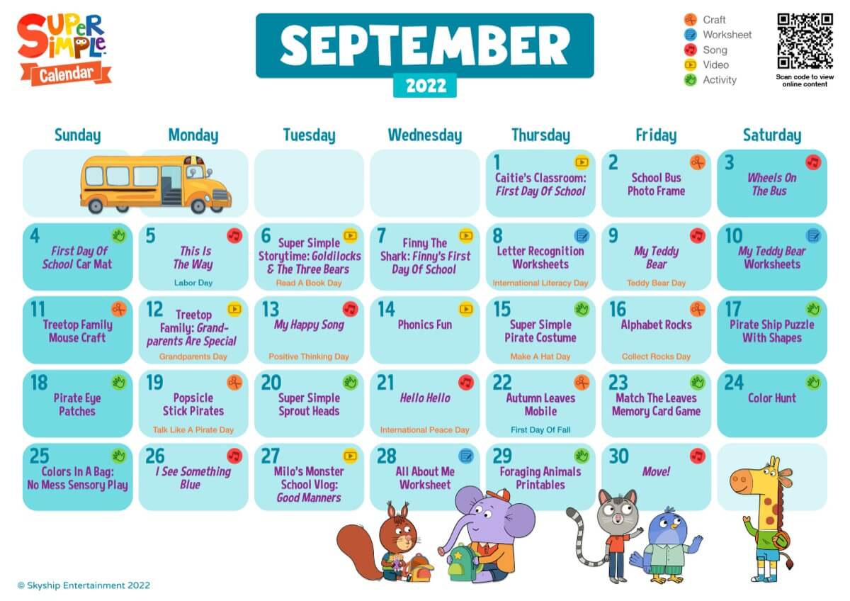 Super Simple Calendar - September 2022