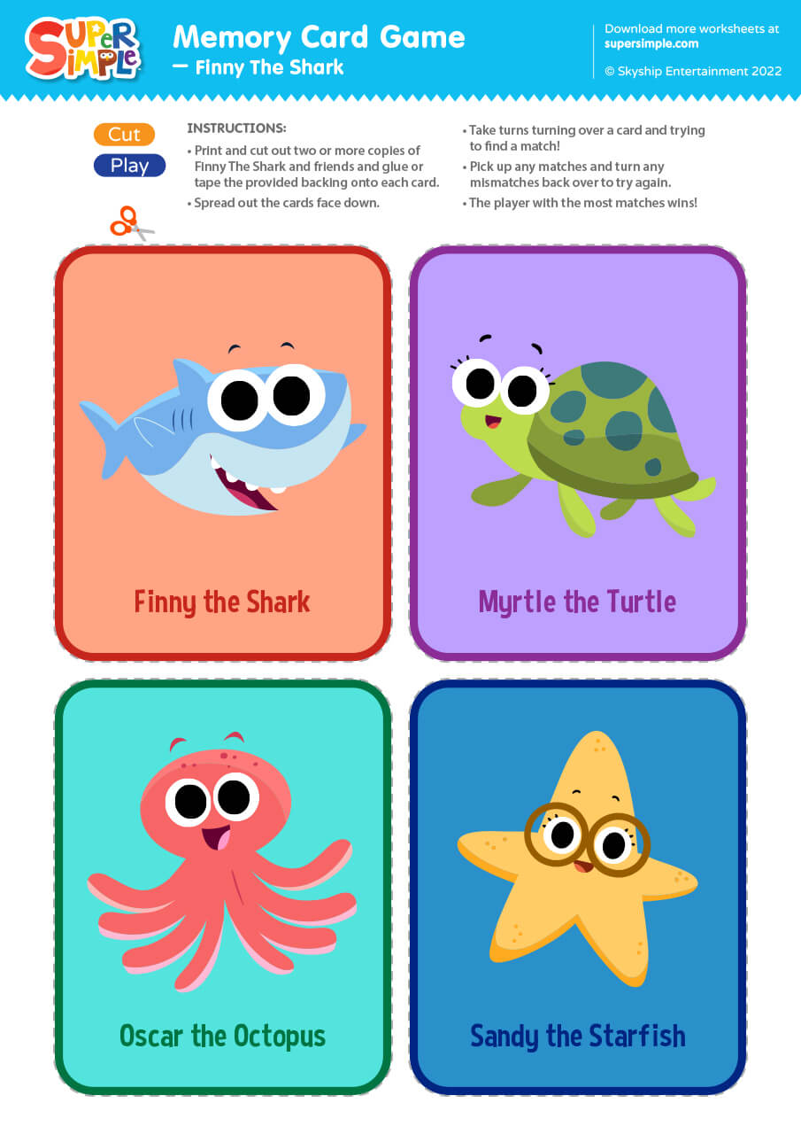 Shark in the Park Flashcards and Game cards - Kids Club English