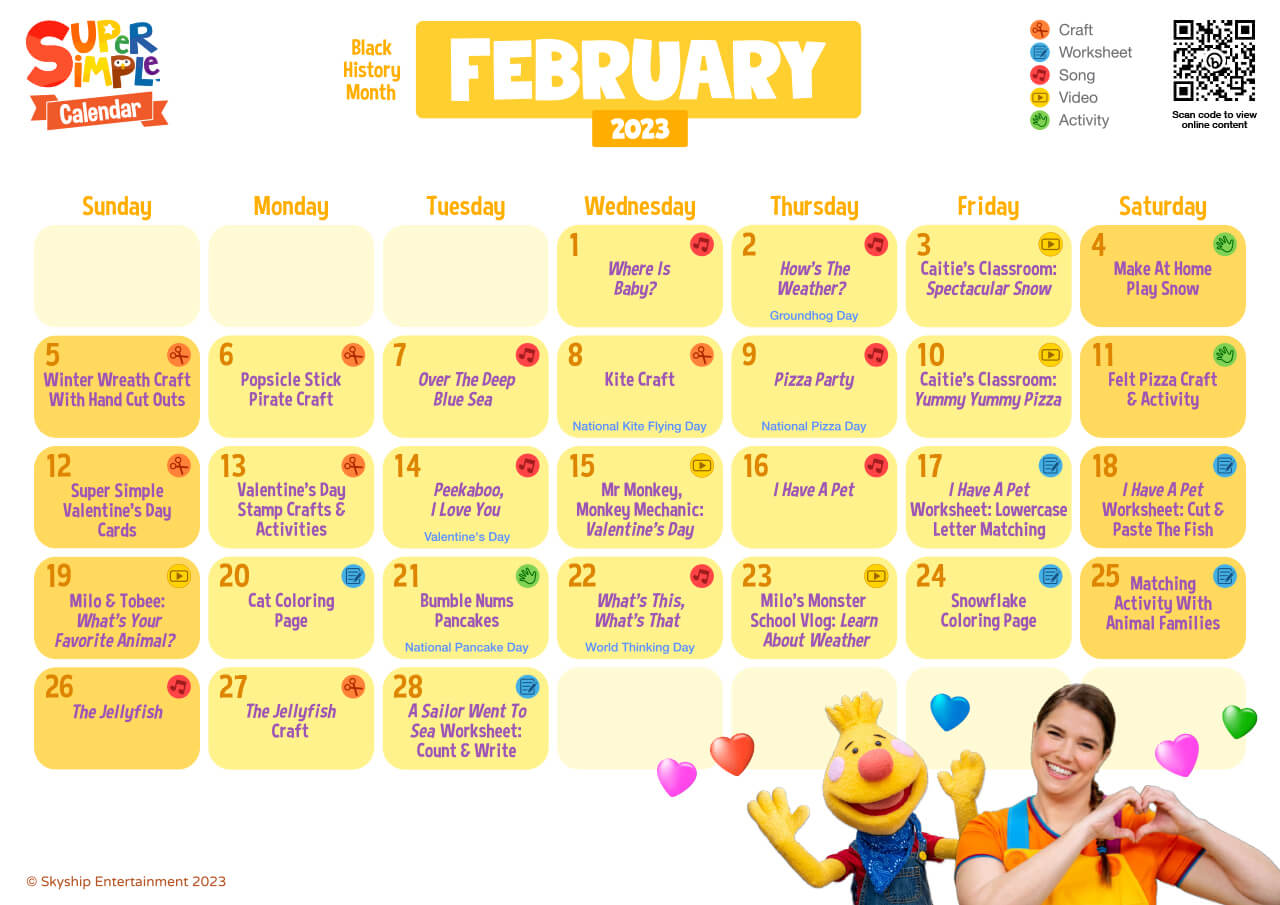 Super Simple Calendar - February