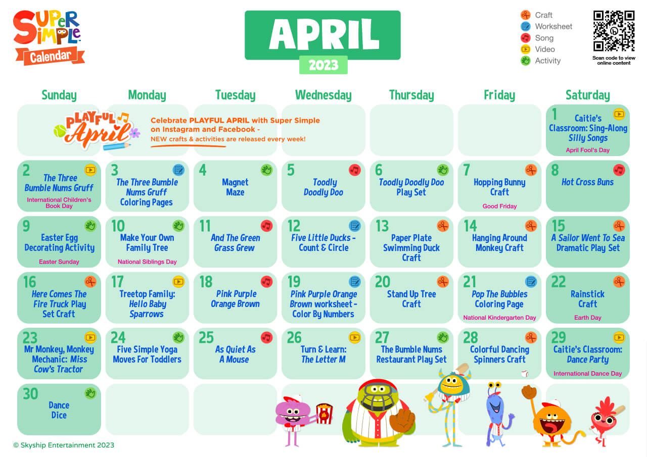 Super Simple Calendar - April