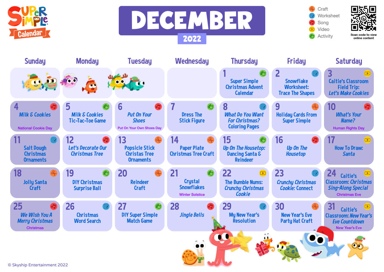 Super Simple Calendar - December 2022