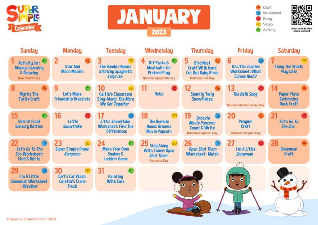 Super Simple Calendar Super Simple