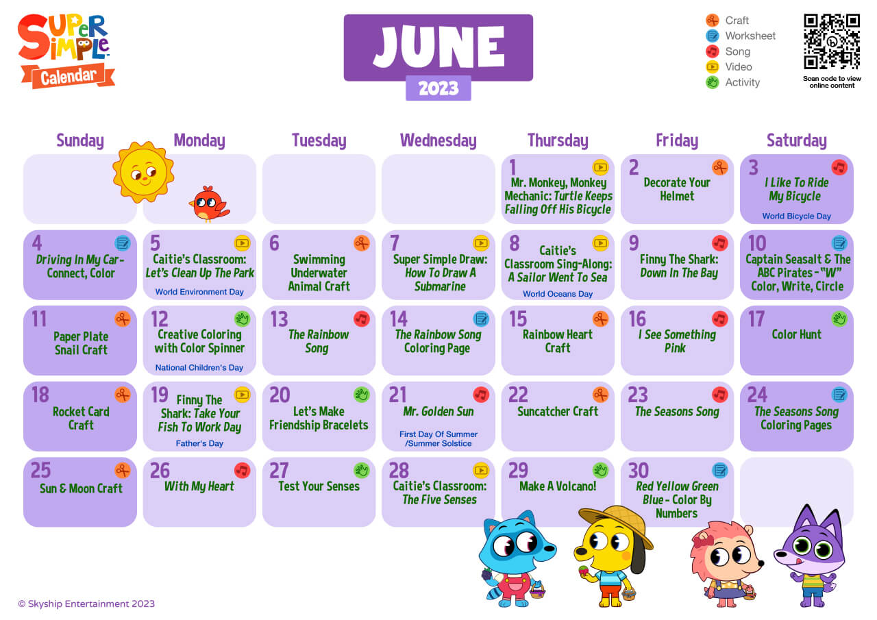 Super Simple Calendar - June