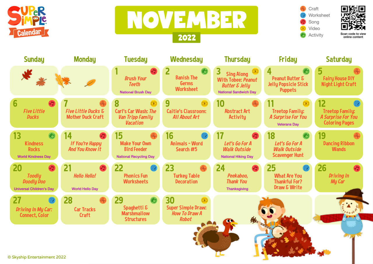 Super Simple Calendar - November 2022